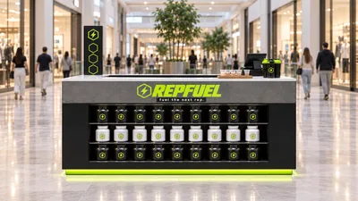REPFUEL — كشك جزيرة بطاولة (تصور ثلاثي الأبعاد بمساعدة الذكاء الاصطناعي)