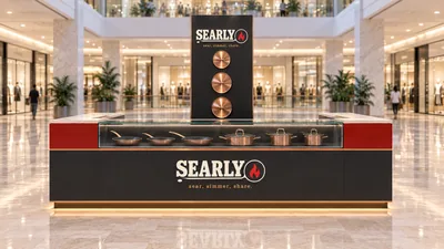 SEARLY — كشك جزيرة بطاولة (تصور ثلاثي الأبعاد بمساعدة الذكاء الاصطناعي)